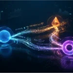 Graphique conceptuel montrant les flux de liquidité entre différents protocoles et altcoins DeFi