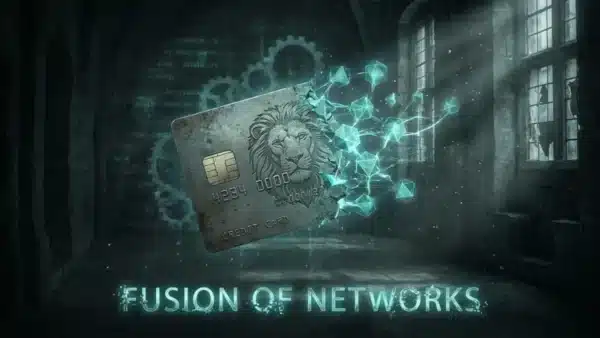 Carte bancaire connectée à un réseau blockchain lumineux via stablecoins