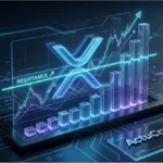 Graphique conceptuel montrant la tendance XRP face à sa résistance technique sur le marché crypto de Ripple.