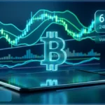 Graphique financier illustrant le cours Bitcoin à 63 396 dollars face à une résistance technique
