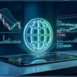 Tableau de bord holographique affichant les graphiques et statistiques en temps réel du marché crypto