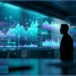 Un analyste observe des écrans de données affichant les signaux on-chain et la forte activité de l'écosystème Solana, illustrant la divergence avec le prix du SOL.