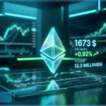 Graphique d'analyse technique montrant le prix de l'Ethereum à 1 673 dollars sous la résistance majeure