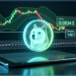 Graphique d'analyse technique illustrant le cours Dogecoin avec des indicateurs de trading et des donnees de marche