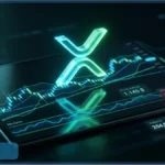 Logo XRP lumineux au-dessus d'un graphique boursier affichant un prix de 1,145 dollar sur une tablette