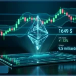 Graphique d'analyse technique montrant le cours de l'Ethereum à 1649 dollars avec des indicateurs de marché