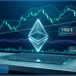 Graphique d'analyse technique du prix de l'Ethereum sous pression à 1702 dollars