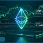 Graphique de trading Ethereum montrant le prix à 1697 dollars en baisse