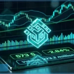 Graphique d'analyse technique montrant le jeton de Binance sous pression avec un prix de 573 dollars