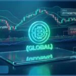 Graphiques financiers et données en temps réel illustrant l'analyse technique du marché crypto sous haute tension.