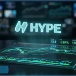 Terminal de trading affichant le cours de la crypto Hyperliquid HYPE à 73 dollars avec des graphiques d'analyse technique