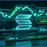 Graphique d'analyse technique montrant le prix du Solana testant la résistance des 68 dollars avec les volumes de trading