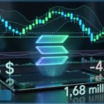 Graphique d'analyse technique du Solana affichant un prix de 68 dollars en baisse