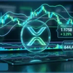 Graphique d'analyse technique montrant le logo XRP avec un rebond de 3,29 pour cent et un test de résistance