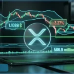 Graphique financier illustrant l'analyse technique du XRP qui teste le support des 1,09 dollar suite à la chute du marché crypto
