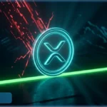 Pièce XRP lumineuse défendant un support vert face à des indicateurs rouges de baisse macroéconomique