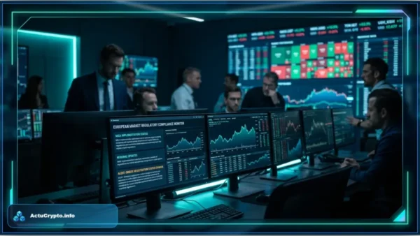 Terminal de trading affichant des données réglementaires européennes.
