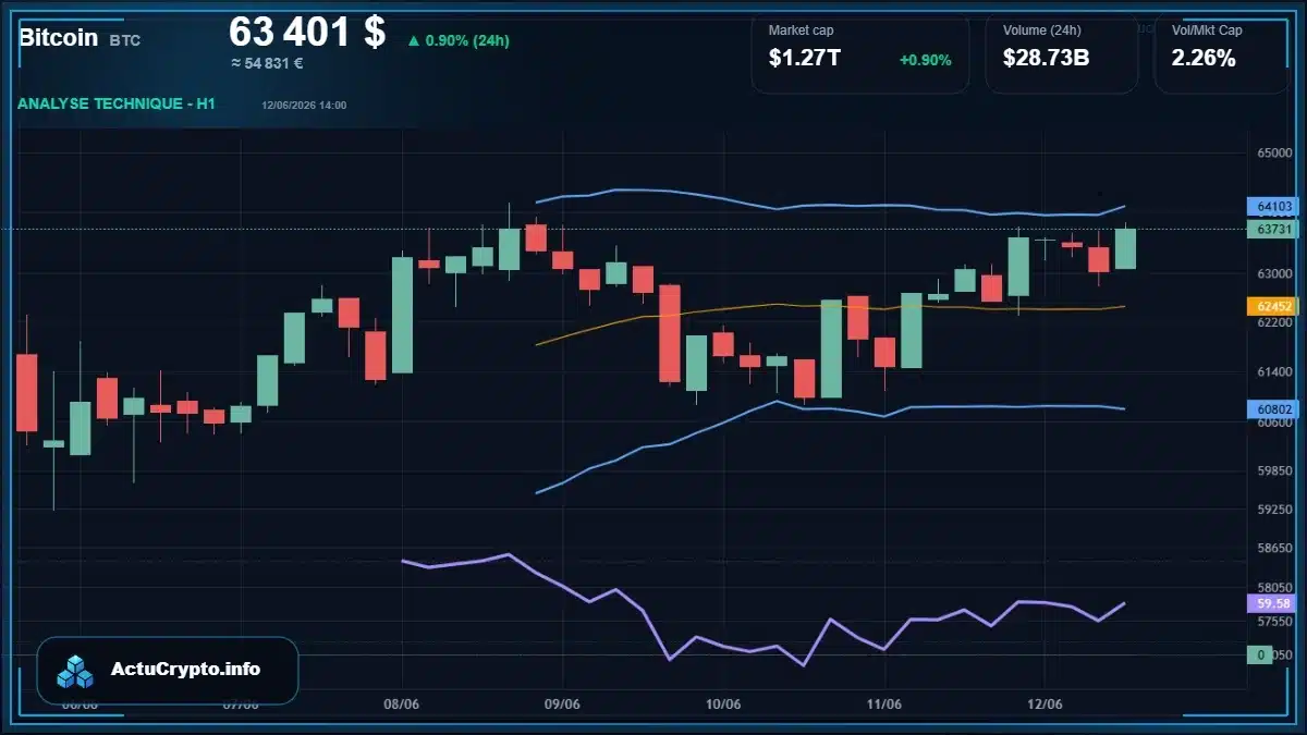 Graphique du cours Bitcoin (BTC) Analyse technique du cours Bitcoin (BTC) avec données de marché récentes