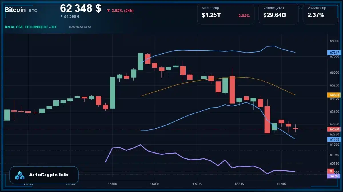 Graphique du cours Bitcoin (BTC) Analyse technique du cours Bitcoin (BTC) avec données de marché récentes