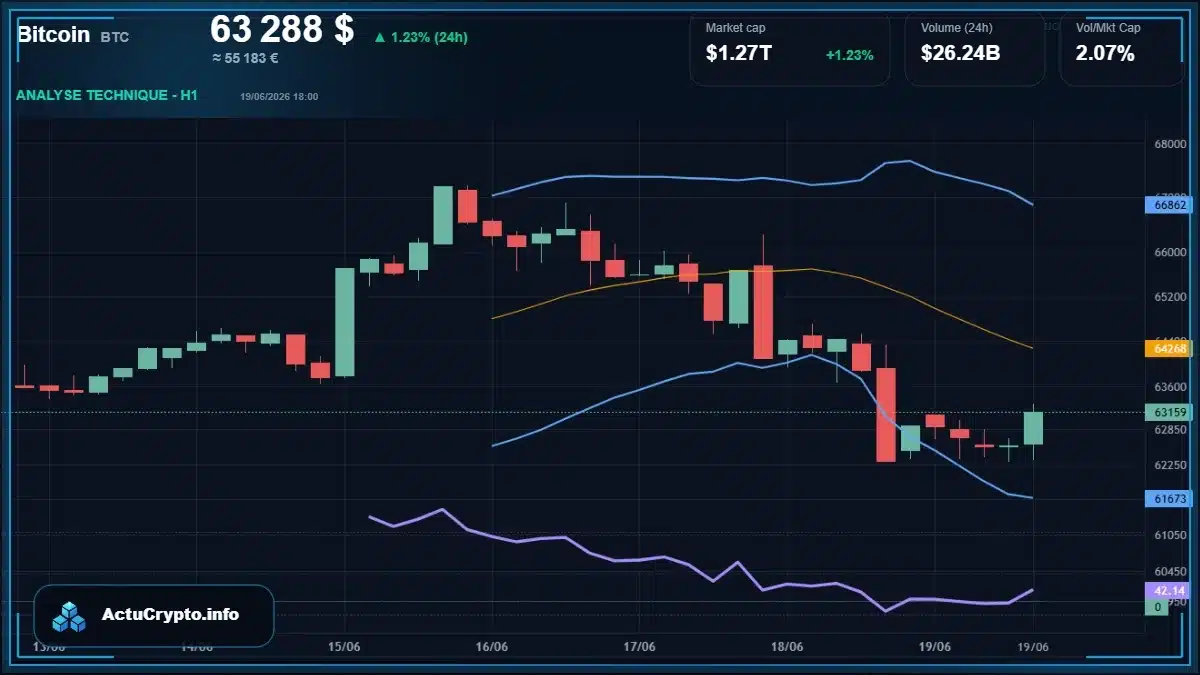Graphique du cours Bitcoin (BTC) Analyse technique du cours Bitcoin (BTC) avec données de marché récentes
