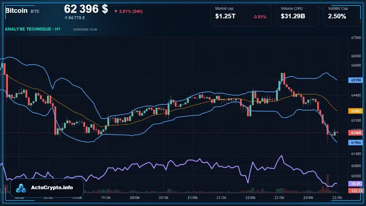 Graphique du cours Bitcoin (BTC) Analyse technique du cours Bitcoin (BTC) avec données de marché récentes