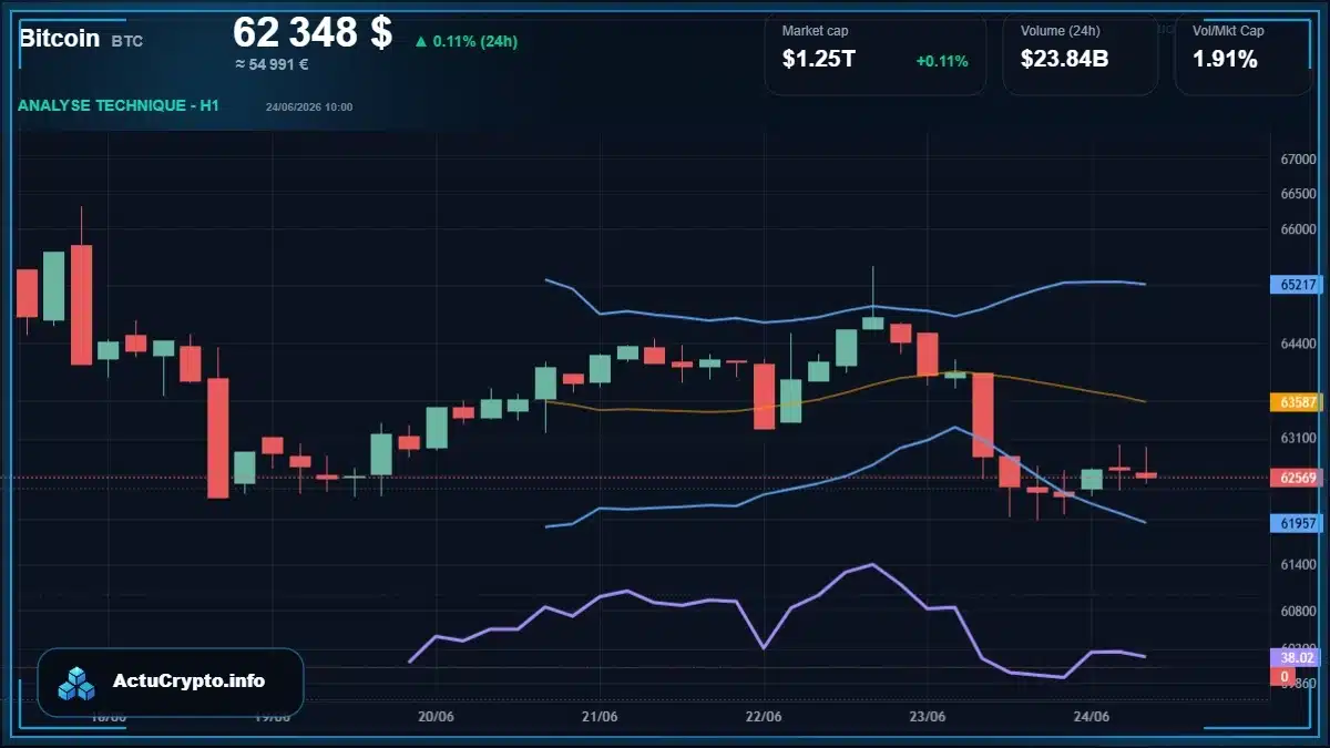 Graphique du cours Bitcoin (BTC) Analyse technique du cours Bitcoin (BTC) avec données de marché récentes