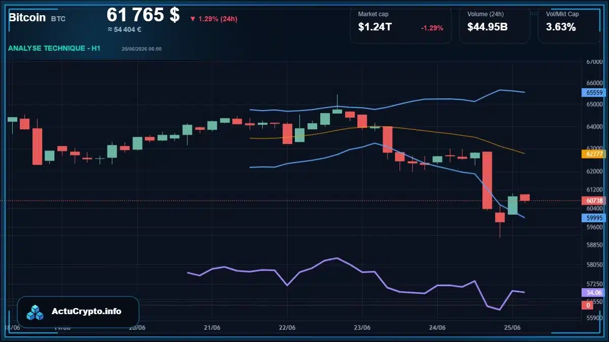 Graphique du cours Bitcoin (BTC) Analyse technique du cours Bitcoin (BTC) avec données de marché récentes