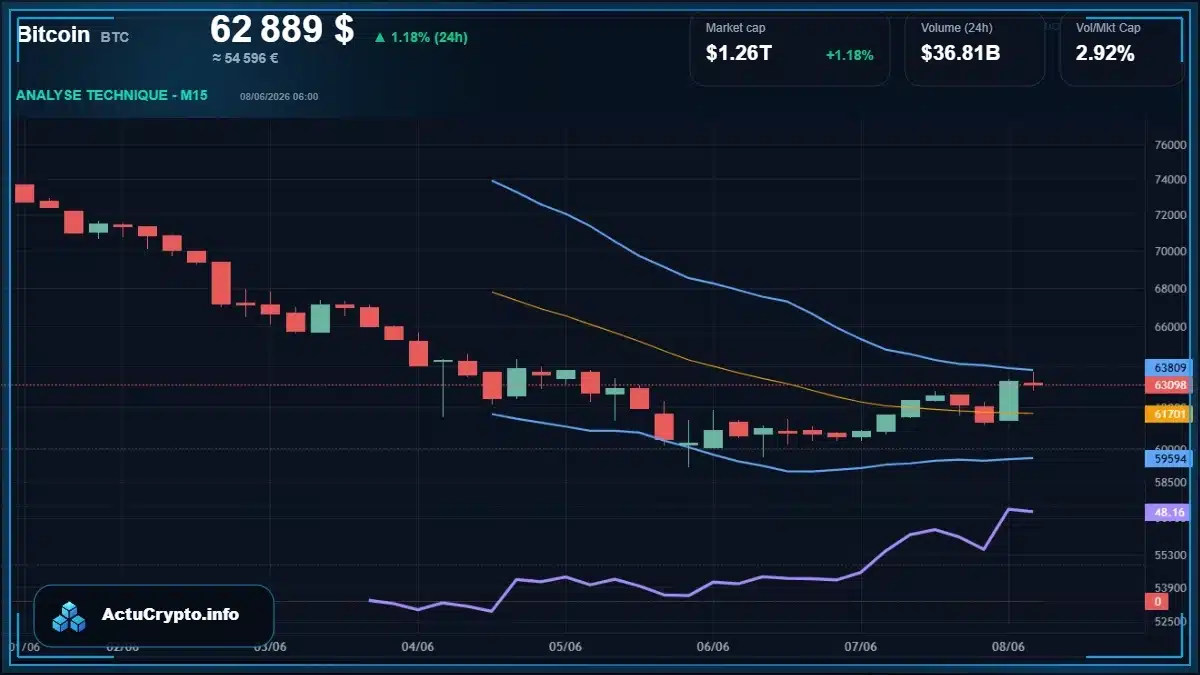 Graphique du cours Bitcoin (BTC) Analyse technique du cours Bitcoin (BTC) avec données de marché récentes