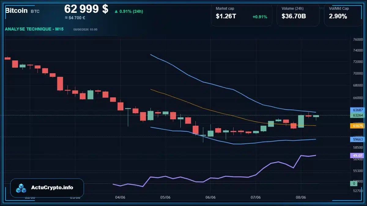 Graphique du cours Bitcoin (BTC) Analyse technique du cours Bitcoin (BTC) avec données de marché récentes