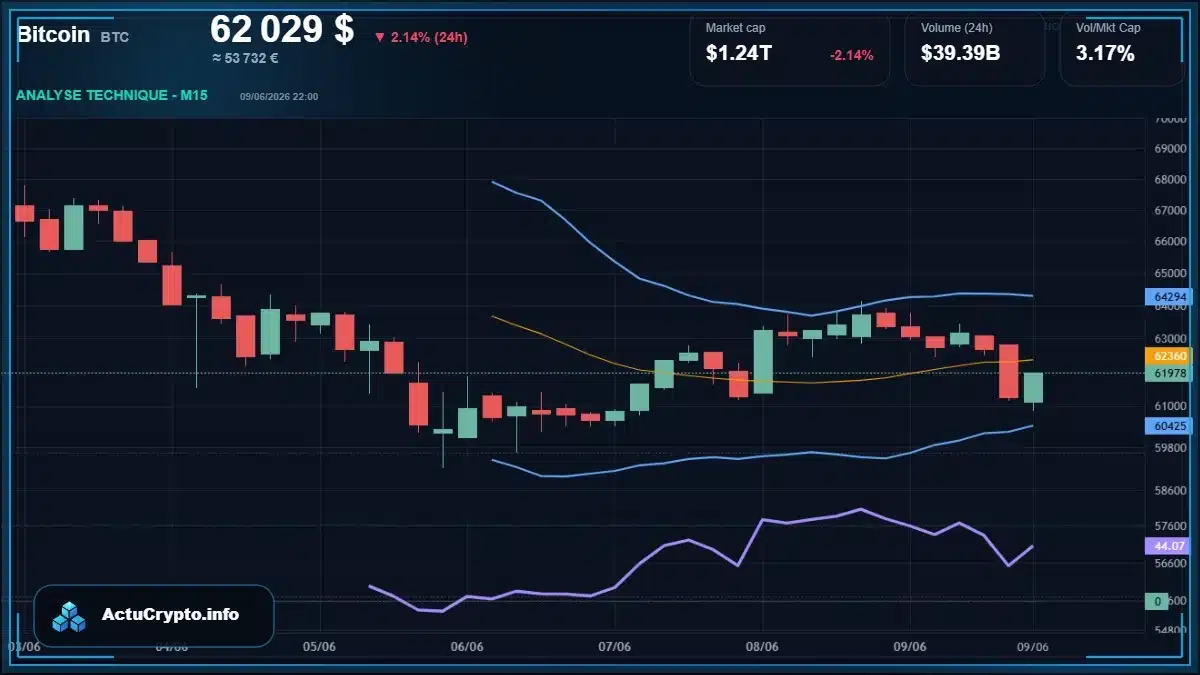 Graphique du cours Bitcoin (BTC) Analyse technique du cours Bitcoin (BTC) avec données de marché récentes
