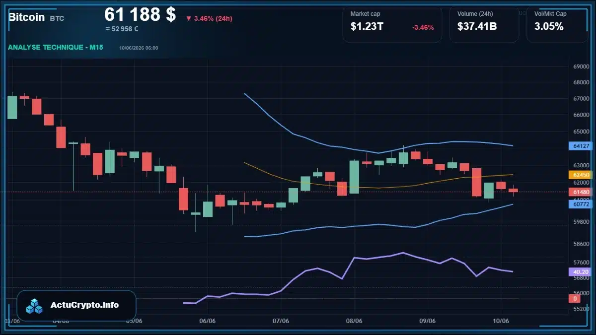 Graphique du cours Bitcoin (BTC) Analyse technique du cours Bitcoin (BTC) avec données de marché récentes