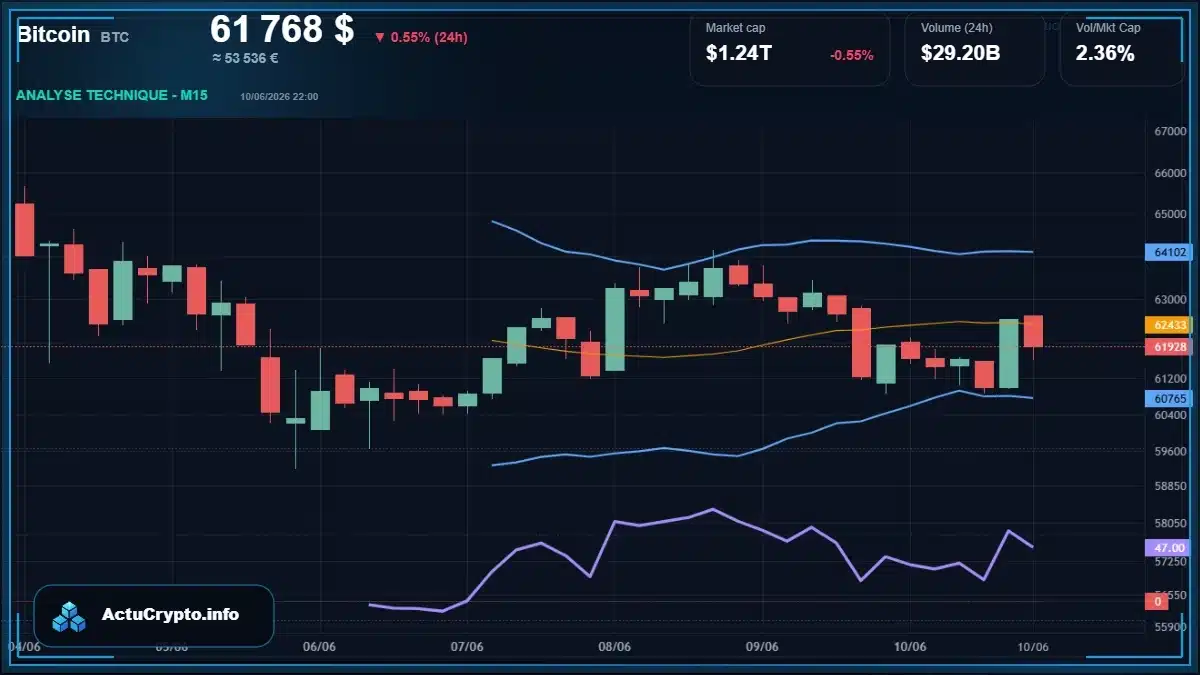 Graphique du cours Bitcoin (BTC) Analyse technique du cours Bitcoin (BTC) avec données de marché récentes