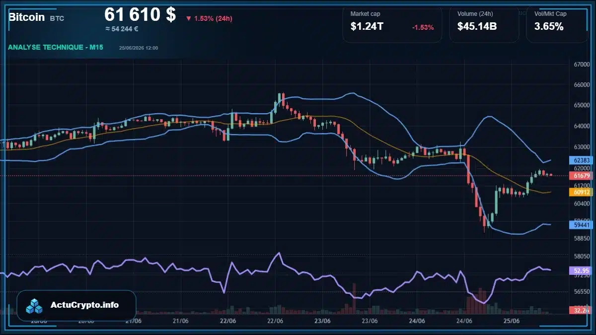 Graphique du cours Bitcoin (BTC) Analyse technique du cours Bitcoin (BTC) avec données de marché récentes