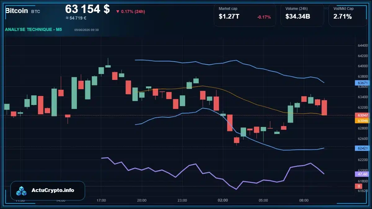 Graphique du cours Bitcoin (BTC) Analyse technique du cours Bitcoin (BTC) avec données de marché récentes