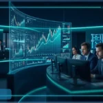 Traders analysant les graphiques du CAC 40 dans une salle de marché moderne