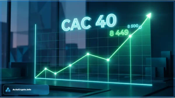 Graphique financier en hausse représentant l'indice CAC 40