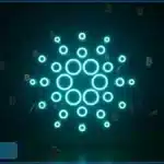 Illustration 3D du logo Cardano et de Bitcoins