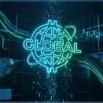 Illustration d'un globe néon se brisant, symbolisant la chute du marché crypto suite au retrait institutionnel.