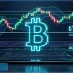Graphique affichant le cours Bitcoin à 61 136 dollars avec des indicateurs techniques