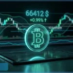 Cours Bitcoin à 66 412 dollars sur un graphique de trading illustrant la consolidation sous la résistance des 67 255 dollars