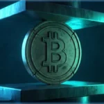 Pièce de Bitcoin fissurée et écrasée dans un étau illustrant la pression sur le cours Bitcoin suite aux décisions de la Fed