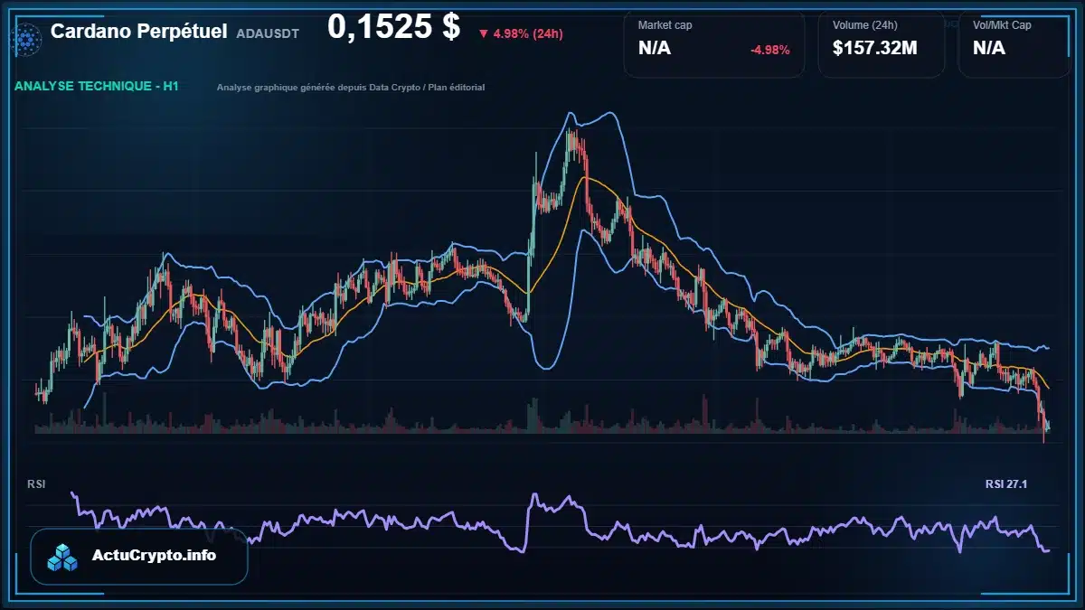 Graphique du cours Cardano Perpétuel à 0.15 $ Analyse technique du cours de Cardano Perpétuel de cardano à 0.15 $ aujourd'hui