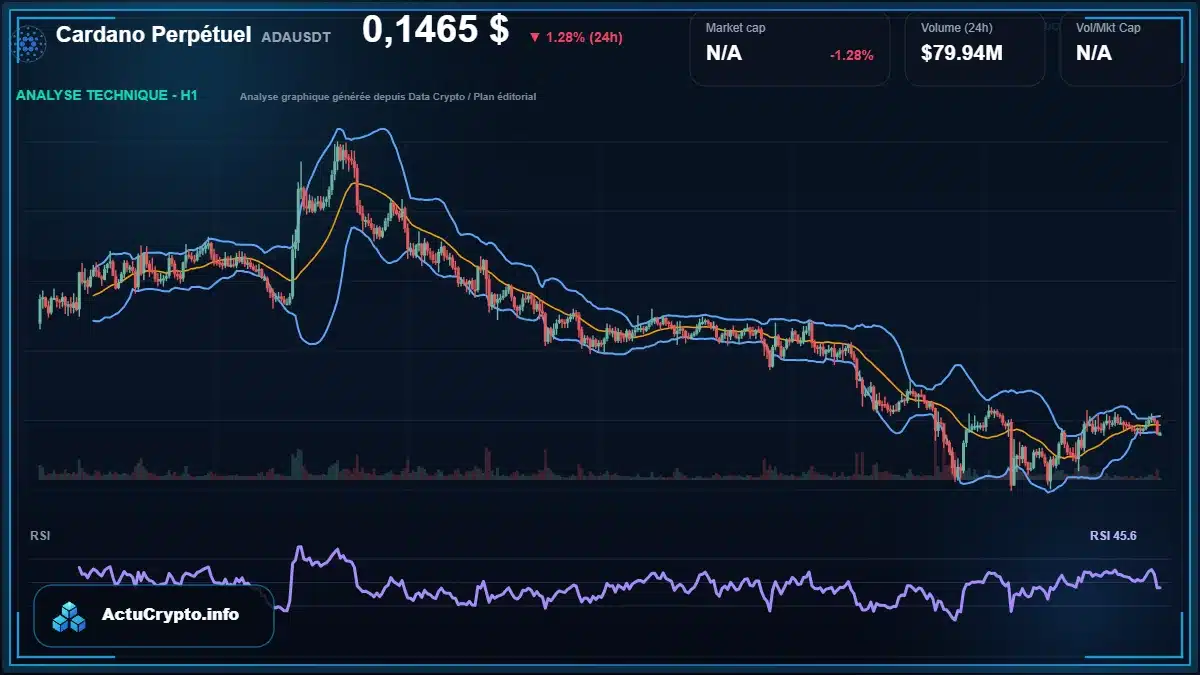 Graphique du cours Cardano Perpétuel à 0.15 $ Analyse technique du cours de Cardano Perpétuel de cardano à 0.15 $ aujourd'hui
