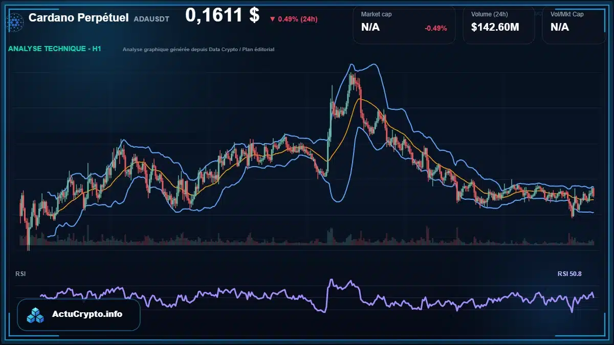 Graphique du cours Cardano Perpétuel à 0.16 $ Analyse technique du cours de Cardano Perpétuel de cardano à 0.16 $ aujourd'hui