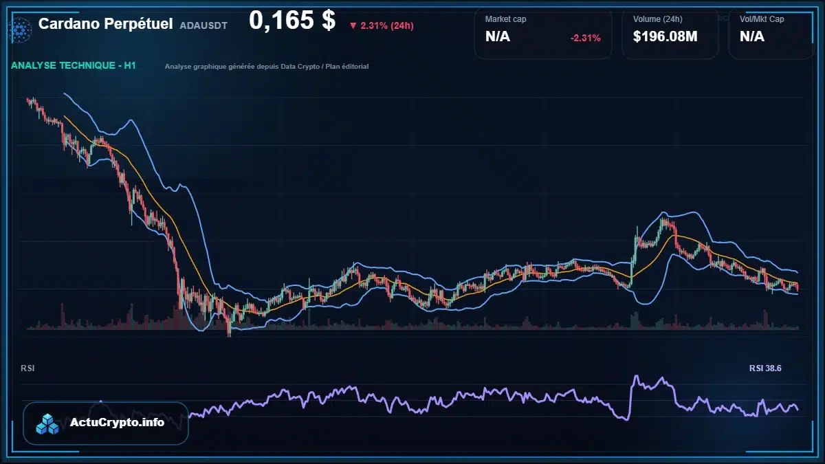 Graphique du cours Cardano Perpétuel à 0.17 $ Analyse technique du cours de Cardano Perpétuel de cardano à 0.17 $ aujourd'hui