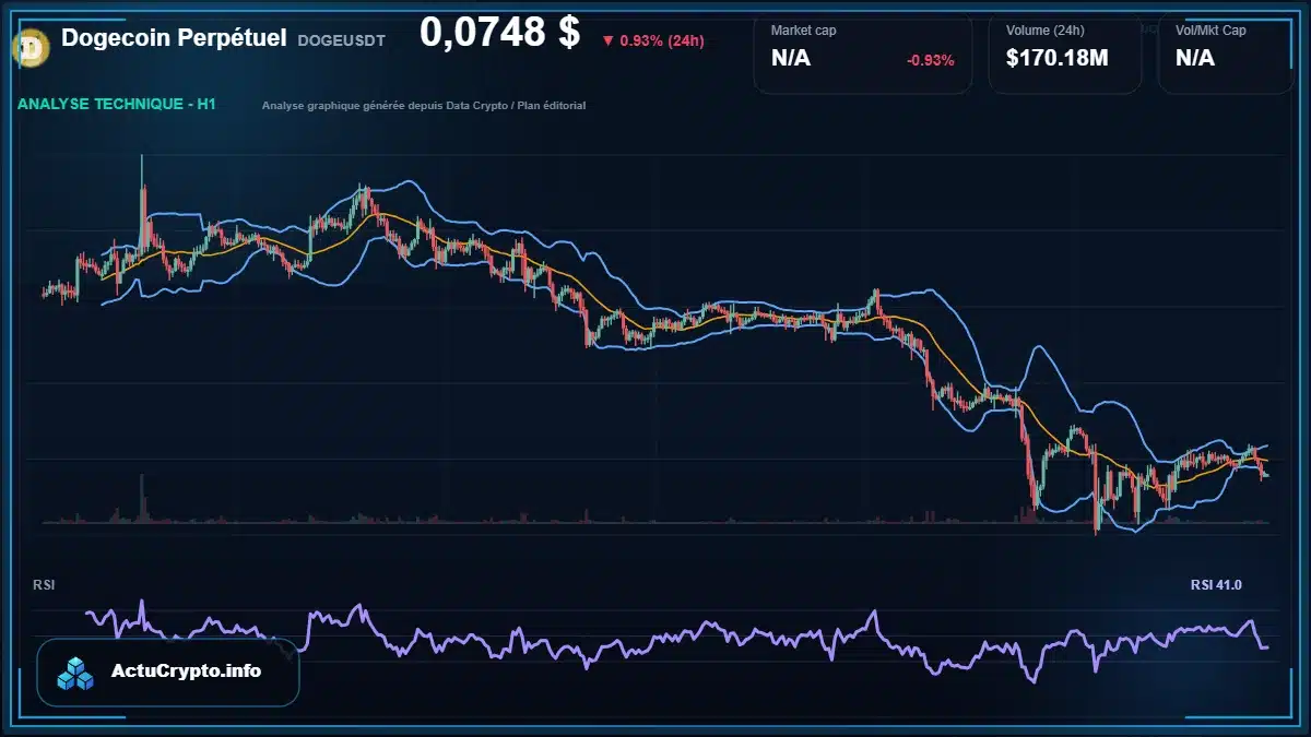 Graphique du cours Dogecoin Perpétuel à 0.07 $ Analyse technique du cours de Dogecoin Perpétuel de dogecoin à 0.07 $ aujourd'hui