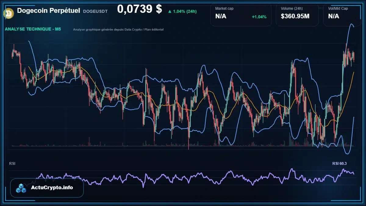 Graphique du cours Dogecoin Perpétuel à 0.07 $ Analyse technique du cours de Dogecoin Perpétuel de dogecoin à 0.07 $ aujourd'hui