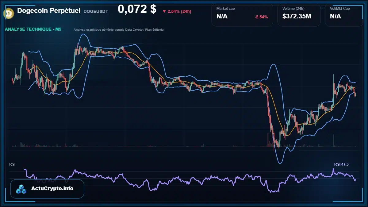 Graphique du cours Dogecoin Perpétuel à 0.07 $ Analyse technique du cours de Dogecoin Perpétuel de dogecoin à 0.07 $ aujourd'hui