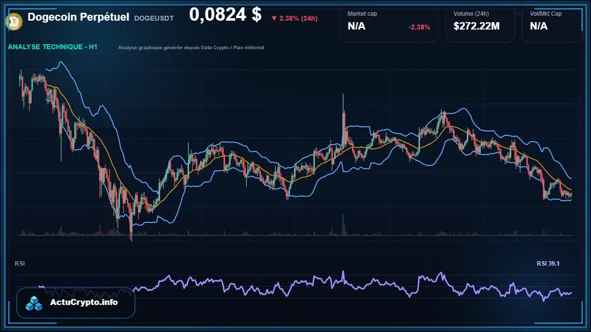 Graphique du cours Dogecoin Perpétuel à 0.08 $ Analyse technique du cours de Dogecoin Perpétuel de dogecoin à 0.08 $ aujourd'hui