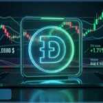 Graphique d'analyse technique montrant le cours du Dogecoin à 0.0880 dollar avec une hausse de 1.71 pourcent